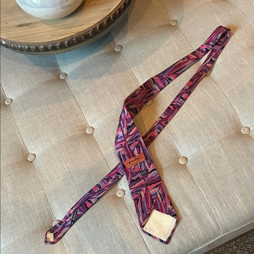 Missoni Cravatte 100% Silk Pink/Purple Camouflage Patterned Men’s Tie